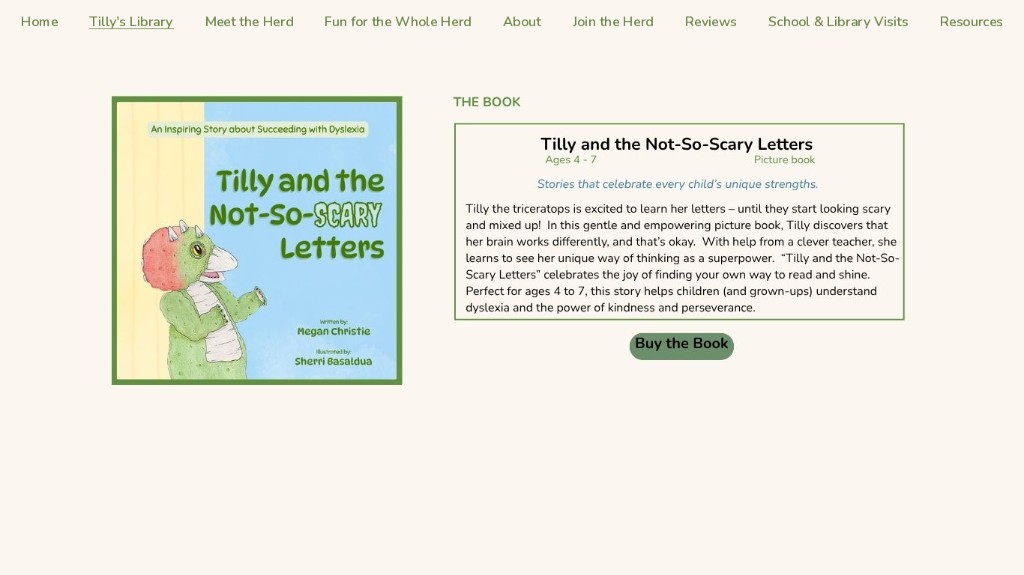 Tilly's Library — Tilly and the Not-So-Scary Letters, ages 4–7 picture book by Megan Christie, illustrated by Sherri Basaldua.